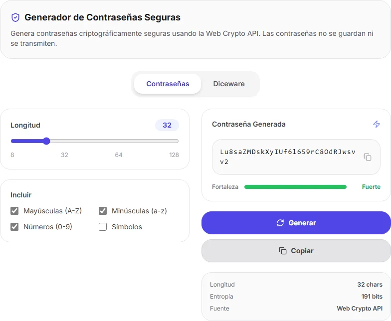Generador de contraseñas