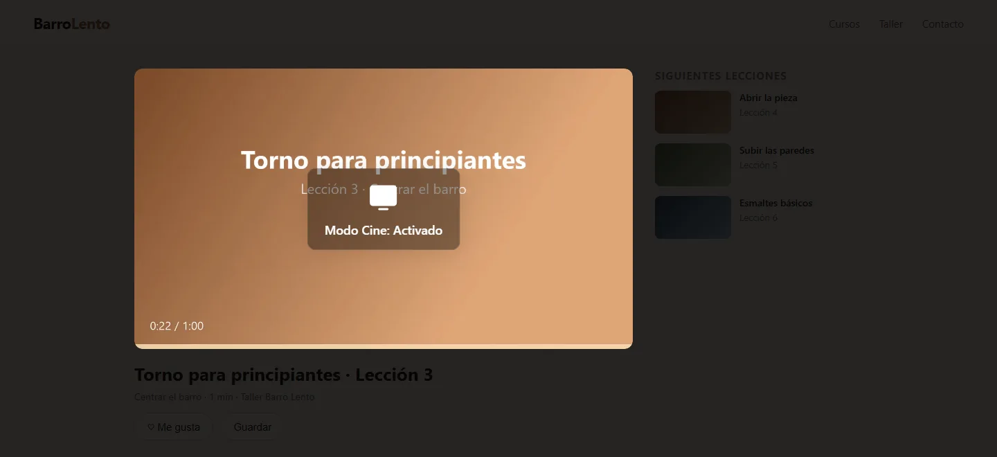 El modo cine, con el resto de la página oscurecida y el vídeo destacado