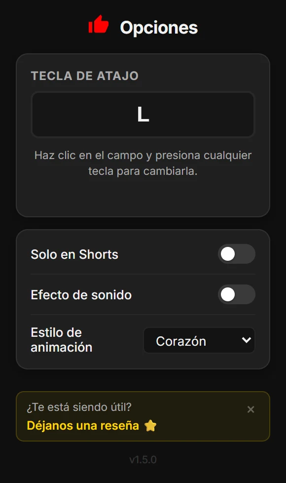 El aviso de reseña que aparece en el panel tras diez likes